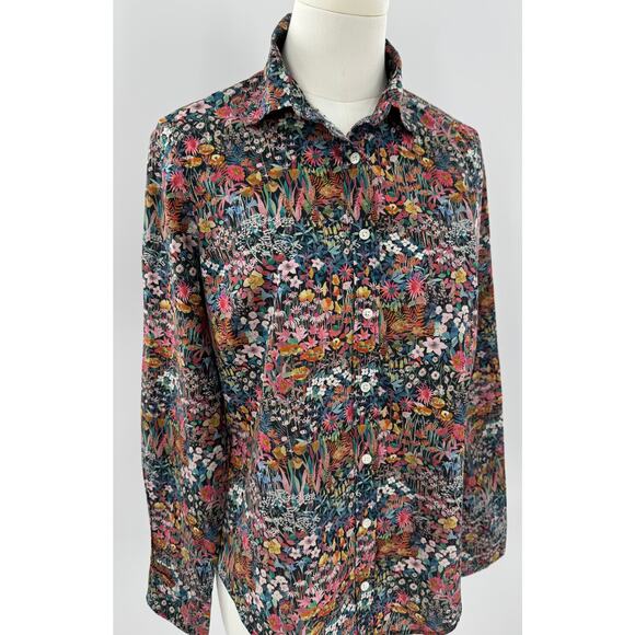 J Crew Liberty of London Floral Top Button up Shirt Long Sleeve Blouse 6 S - Picture 2 of 7